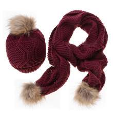 2017 зима теплая укомплектованный overcrochet моделей шерстяная шапочка вязаная шапка и шарф с меховыми помпонами для женщин девушки